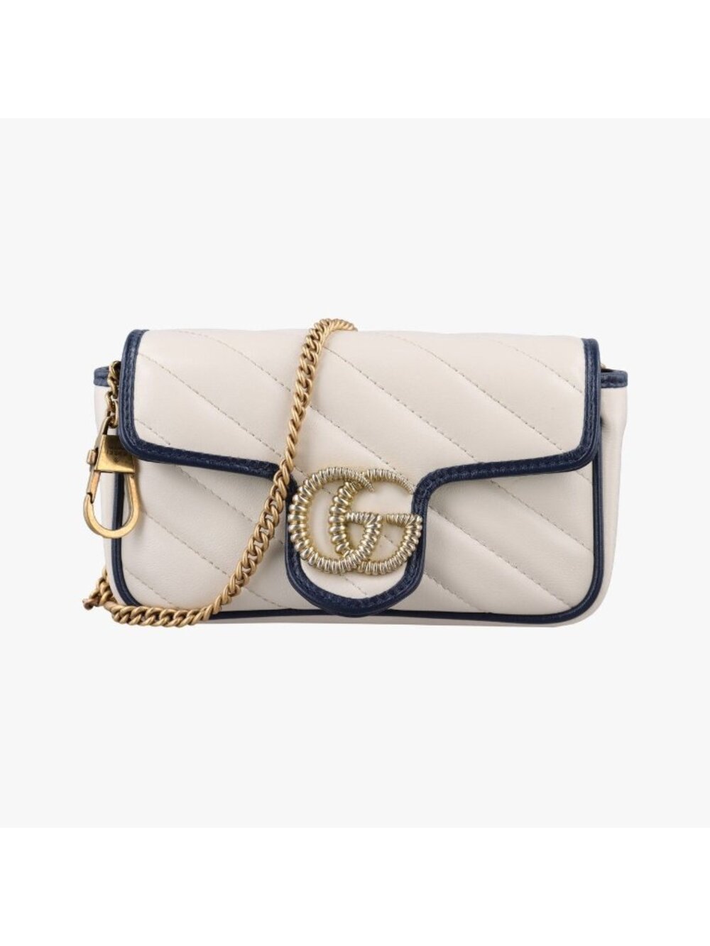 Gucci GG Marmont White Navy Leather